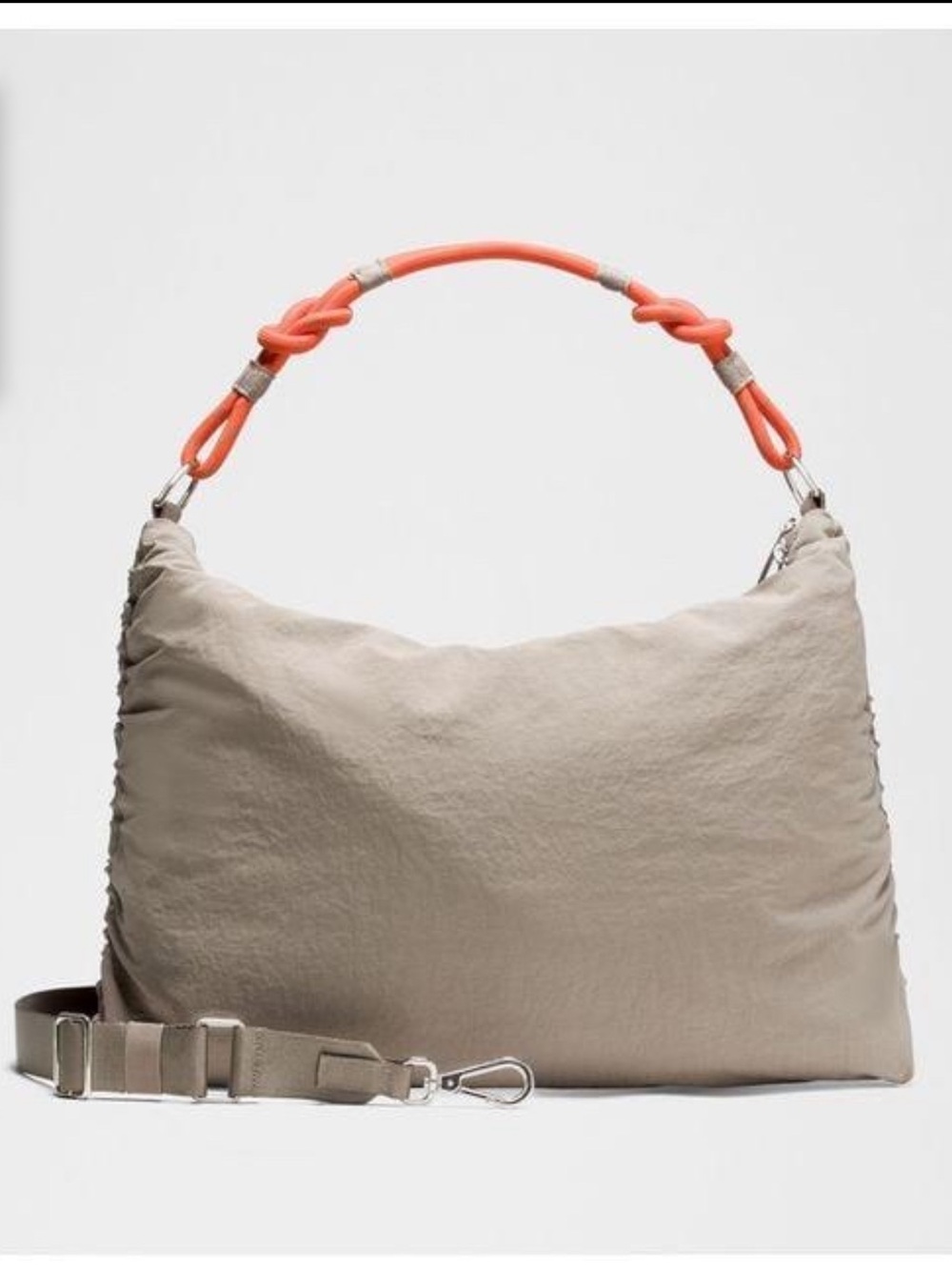 Lululemon Large Convertible Ruched Crossbody Bag -Warm Ash Grey/Sunburst Orange
